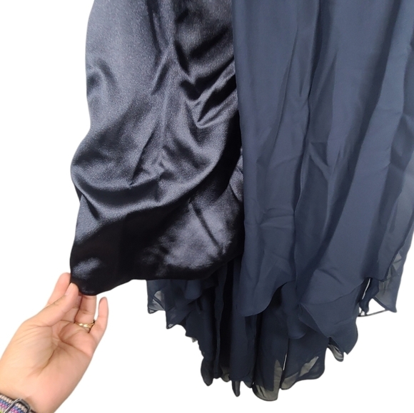 NWT Embellished‎ Strapless Asymmetrical Dress Navy Blue Sz 16 - Picture 3 of 9